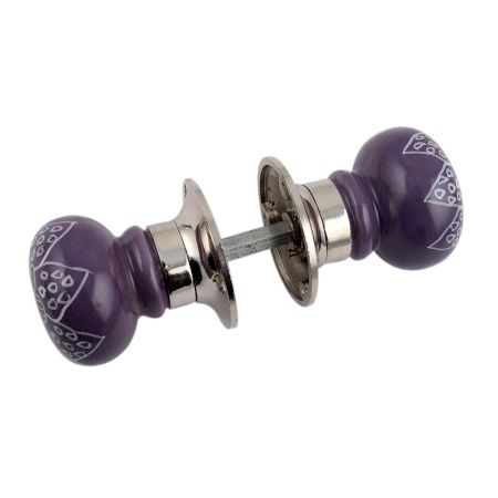 Purple Gerbera Flower Mortice Handle 2.25